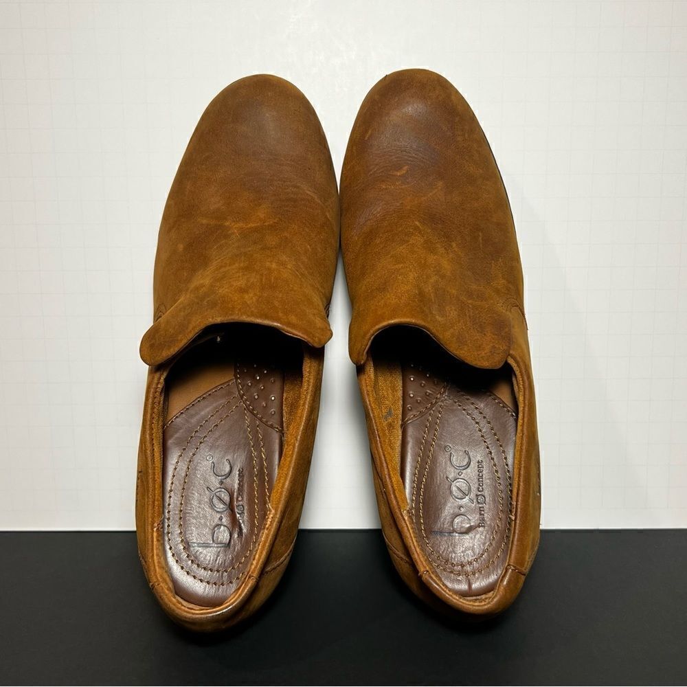 Womens BOC Born Concept Brown Leather Slip On Block Heeled Shoes / Size 9 - Picture 5 of 9